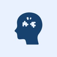 Cognitive thinking symbol in profile
