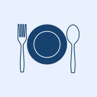 Plate with fork and spoon icon