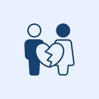 Broken heart between two abstract people
